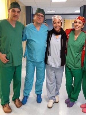 Με την ομάδα του φίλου καθηγητή χειρουργικής παχέος εντέρου και πρωκτού (Laser) P.Sileri στο Πανεπιστημιακό Νοσοκομείο Tor Vergata στη Ρώμη. (2019)